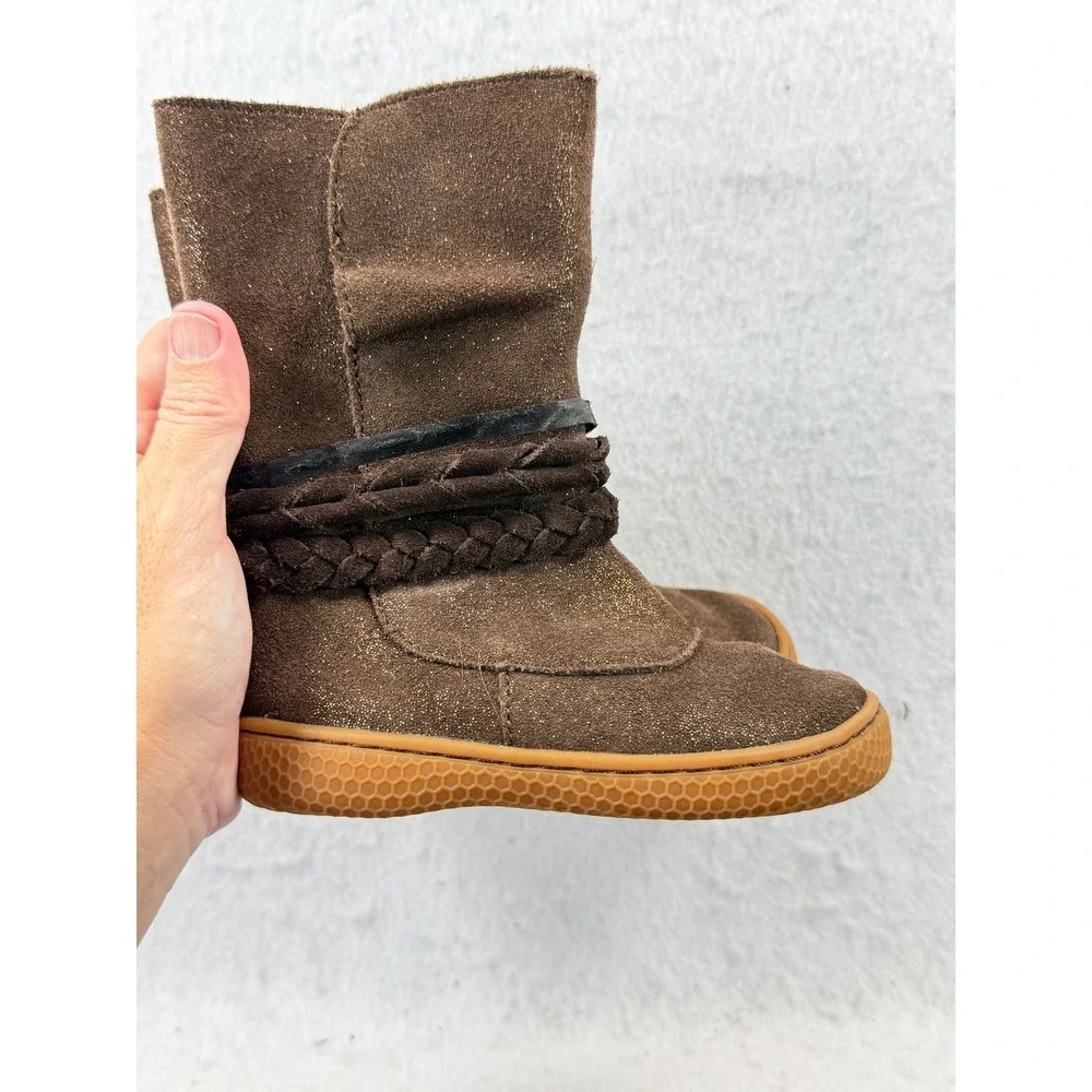 Livie & Luca Calliope Mocha Brown Sparkle Leather Boots Girls Size 7 Toddler